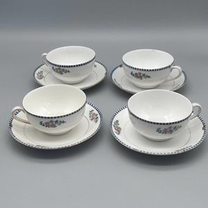 Vintage Noritake “Sheridan” Flat Cup & Saucer Sets 4